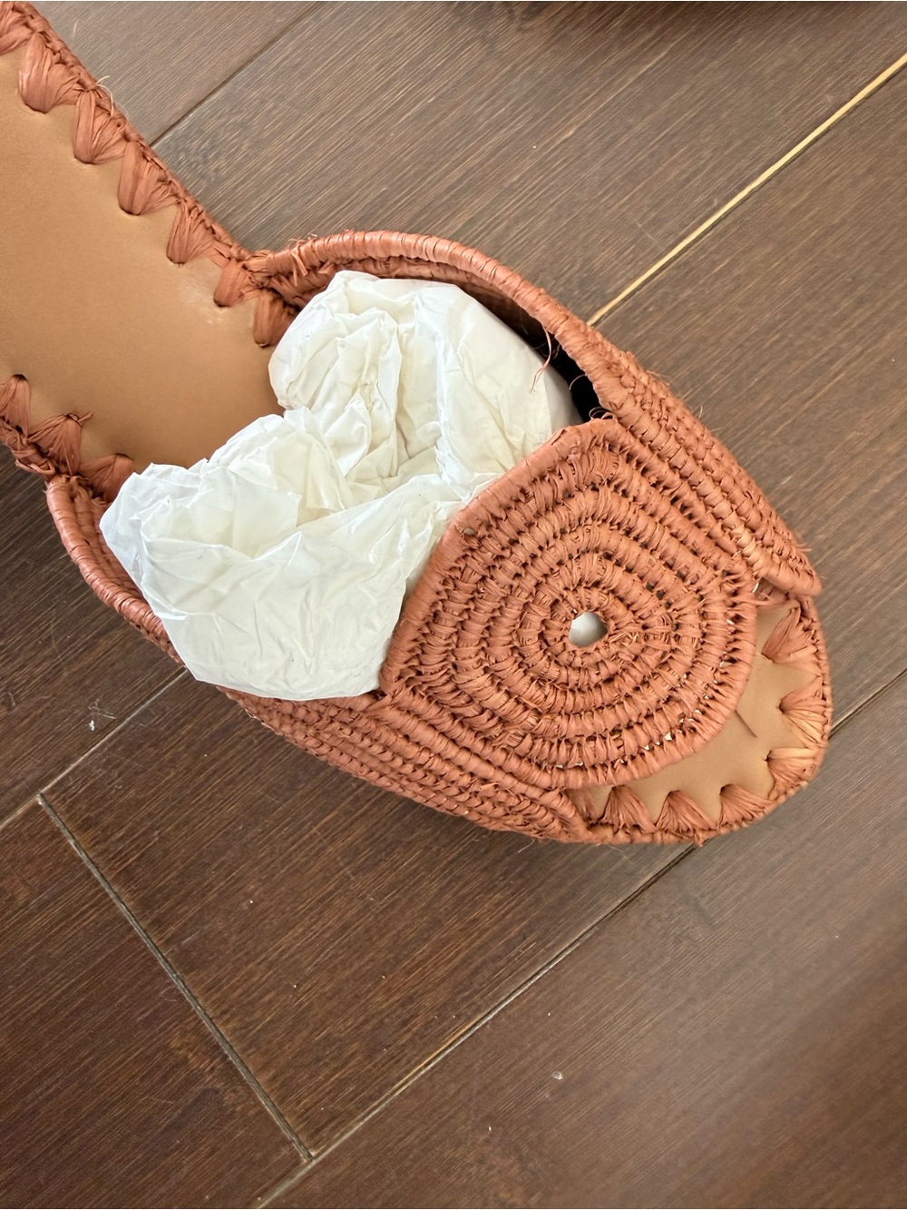 Raffia Slide Mules in Cognac - Picture 4 of 8